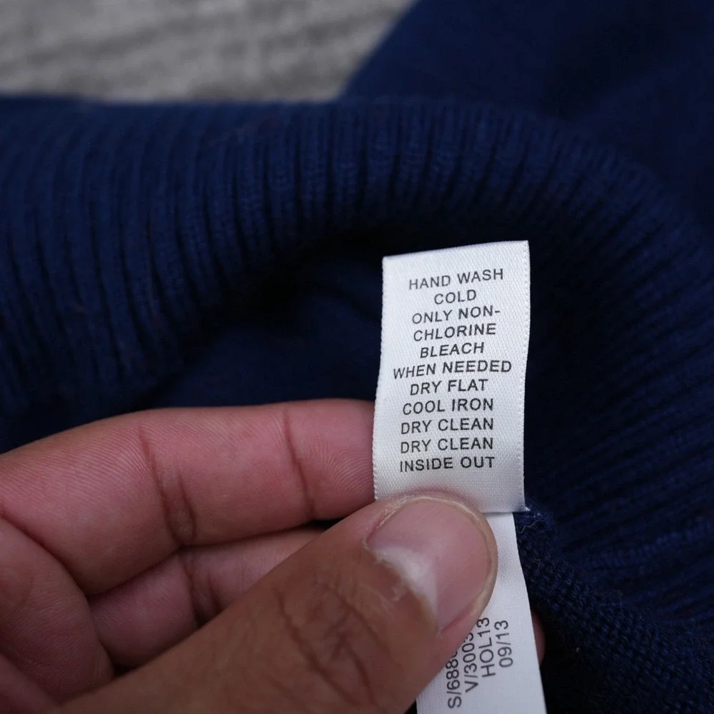 Banana Republic Sweater Mens Quarter Zip Wool Blend Blue Gray Snap Button Tall L